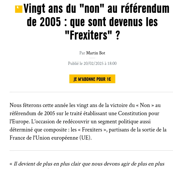 Vingt ans du "non" au référendum de 2005 1 Vingt ans du "non" au référendum de 2005