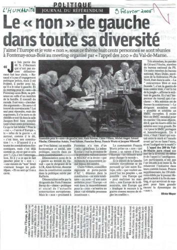 L'Humanité le 9 février 2005