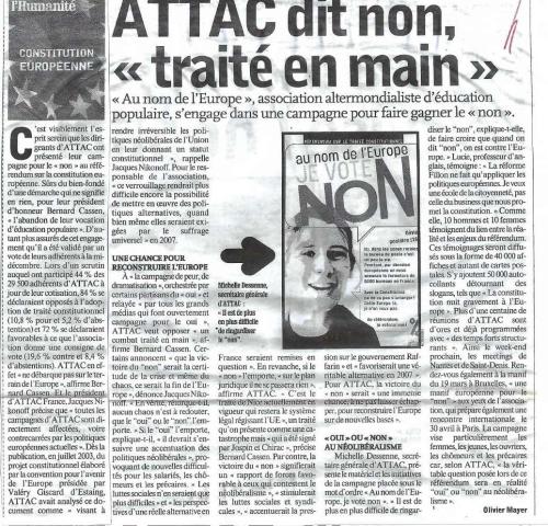 L'Humanité le 8 mars 2005