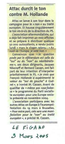 Le Figaro le 9 mars 2005