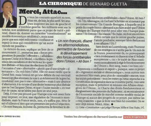 L'Express le 18 avril 2005