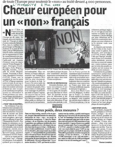 L'Humanité le 2 mai 2005