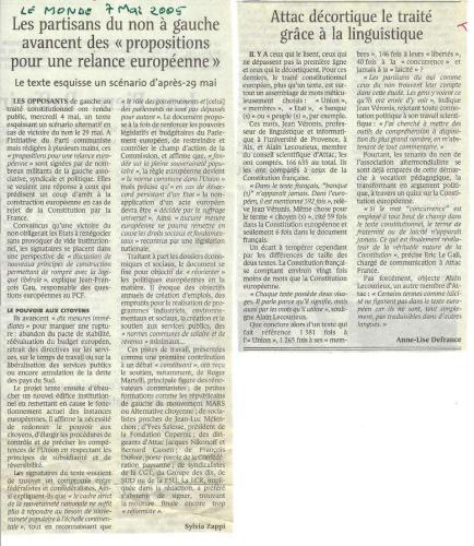 Le Monde le 7 mai 2005