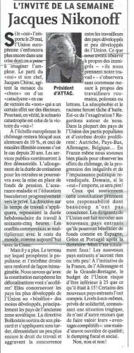 L'Humanité le 9 mai 2005.